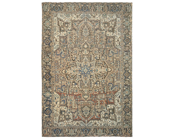 9x12 Vintage Heriz Brown Persian Style Hand Knotted Wool Area Rug